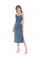 Acheter Bleu poussiéreux Fourreau Velours Stretch Longue Robes demoiselle d'honneur / Robes de bal